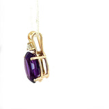 Zeitloser, steinbetonter Anhänger in 14 Karat Gelbgold mit Amethyst & Brillant