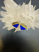 Handgefertigte Ohrringe in 14 Karat Gelbgold mit Lapis Lazuli