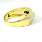 Handgefertigter Bandring in 14 Karat Gelb- & Weißgold mit Brillanten & Saphiren