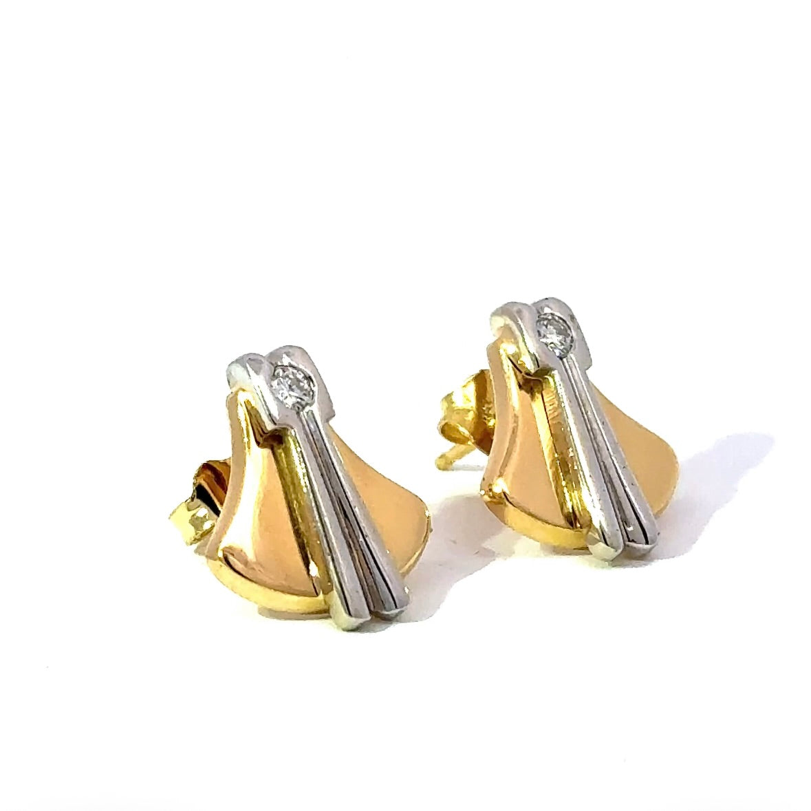 Elegante Bicolor Ohrstecker in 18 Karat Gold mit Brillanten