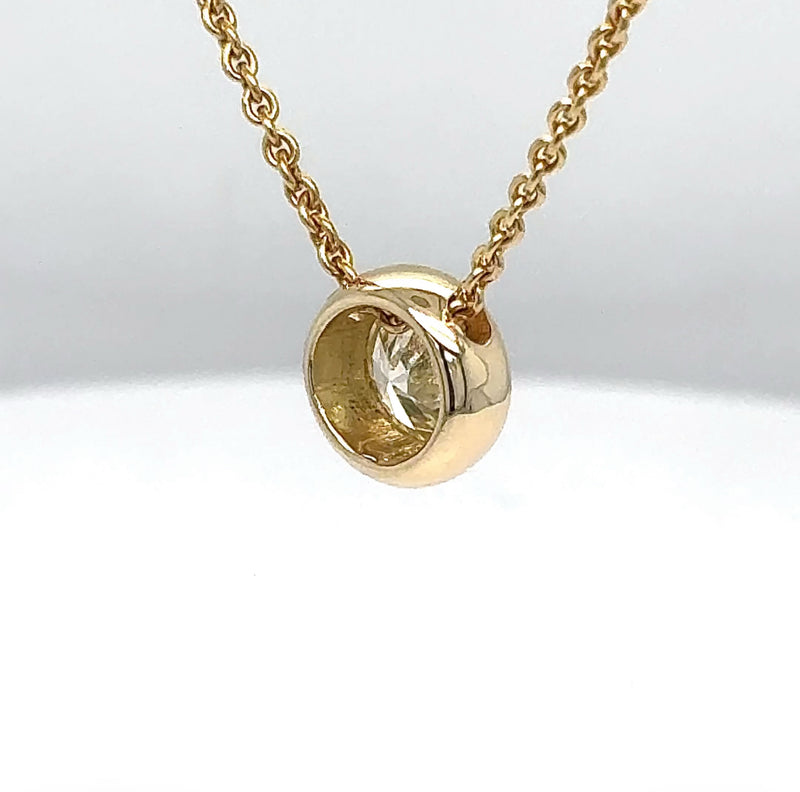 Edler Solitär Anhänger in 14 Karat Gelbgold mit feinen Brillant & Kette
