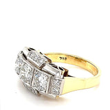 Eindrucksvoller Vintage Ring in 18 Karat Gold mit 3 riesigen Brillanten - Handarbeit