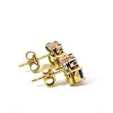 Feine Ohrringe in 18 Karat Gelb- & Weißgold mit blauen Saphiren & Brillanten