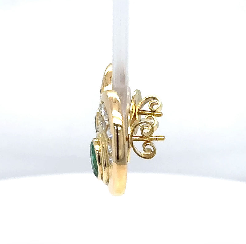 Handgefertigte Ohrstecker in 18 Karat Gelbgold mit feinen Smaragden & Brillanten