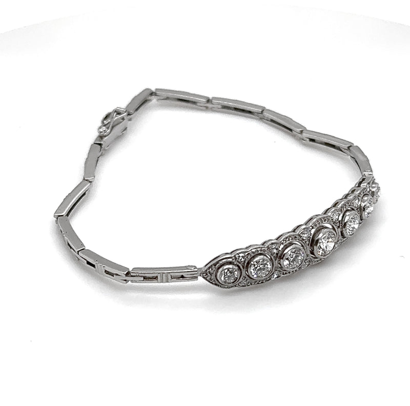 Stilvolles Art-Deco Armband in 14 Karat Weißgold mit feinen Brillanten & Diamanten