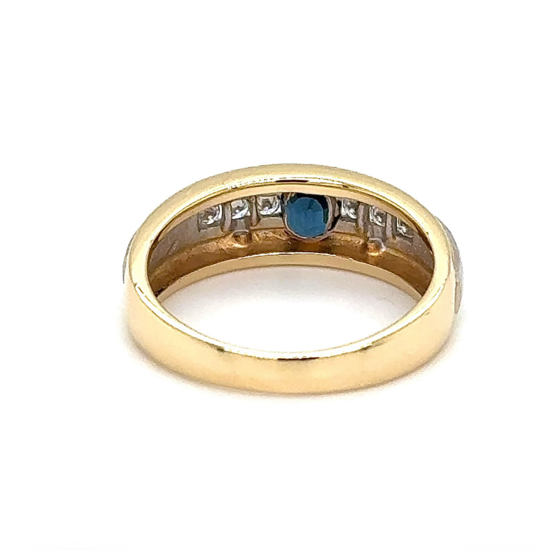 Edler Bicolor Ring in 18 Karat Gold mit feinen Saphir & Brillanten - Handarbeit
