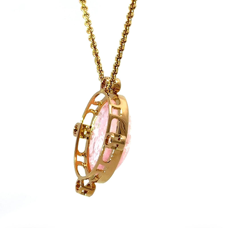 Eleganter Anhänger in 14 Karat Gelbgold mit rosa Morganit & Brillanten