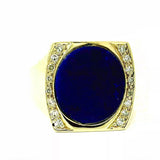 Dominanter Ring in 14 Karat Gelbgold mit Lapis Lazuli und Diamanten