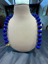 Edle Lapis Lazuli Halskette mit 14 Karat Gelbgold Kugelschloss