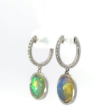 Moderne Opal Ohrringe in 14 Karat Weißgold mit feinen Brillanten