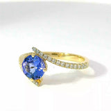 Moderner Ring in 14 Karat Gelbgold mit hochfeinem Tansanit & Brillanten