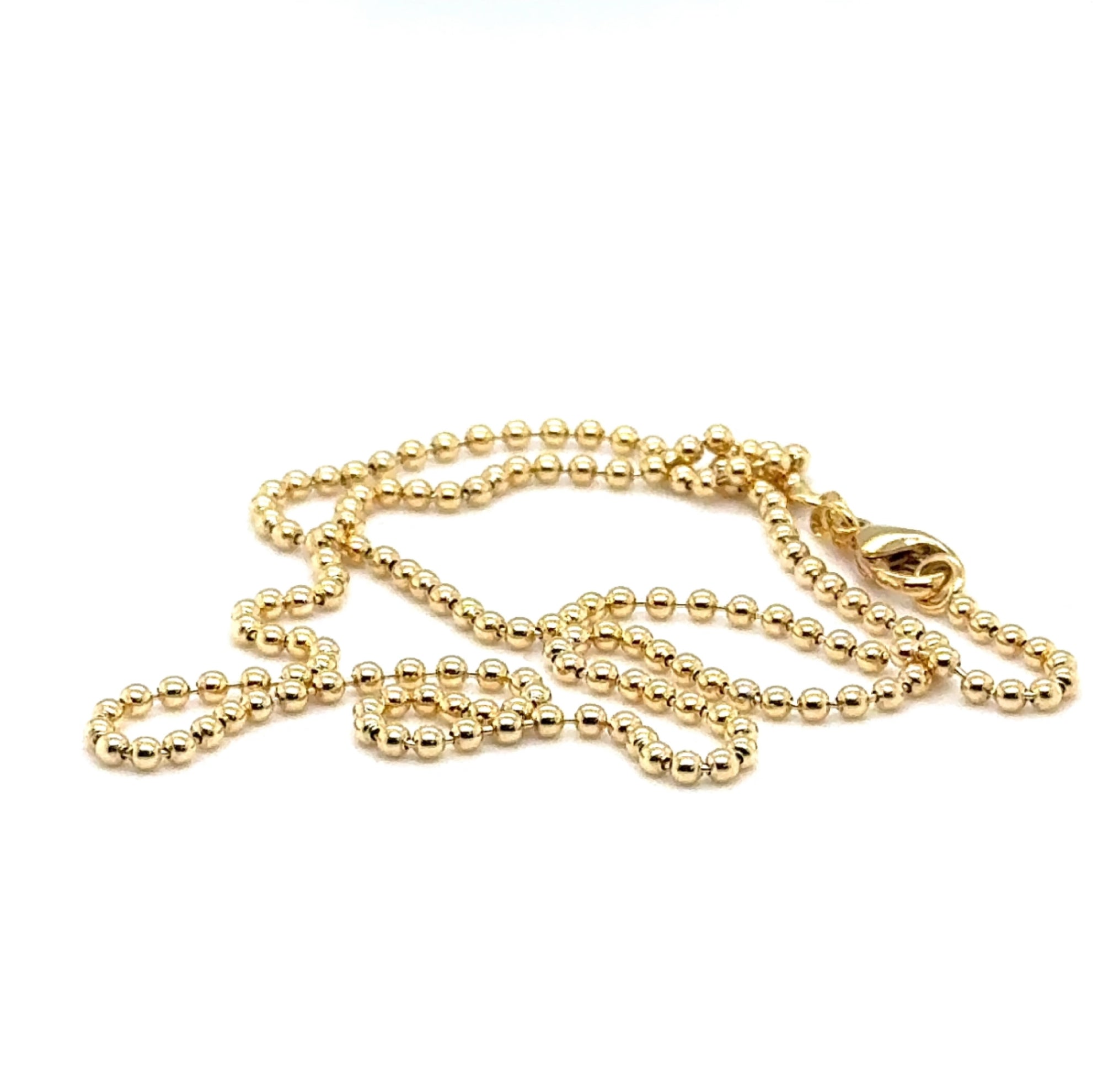 Elegant Bead Chain in 14 Karat Yellow Gold with Carabiner Clasp