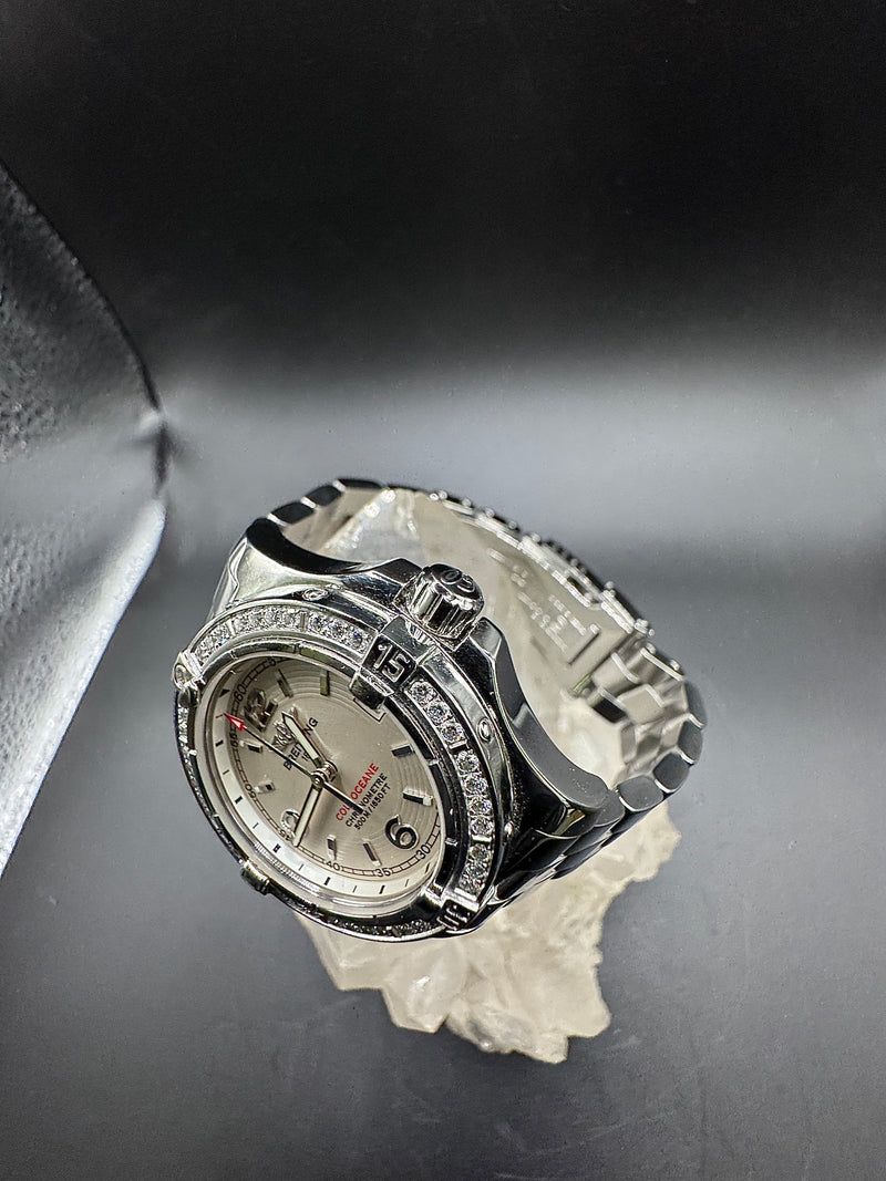 Elegante Breitling Colt Ocean Damenuhr mit Diamantlünette – Full Set, neuwertig