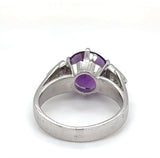 Edler Amethyst Ring in 18 Karat Weißgold mit feinen Trillanten - Handarbeit