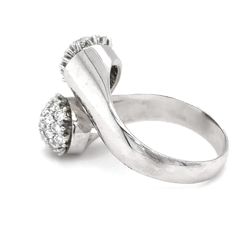 Zeitloser Toi et Moi Ring in 18 Karat Weißgold mit feinen Brillanten