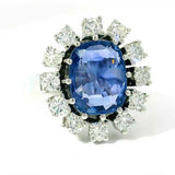 Prunkvoller Entourage Ring in 18 Karat Weißgold mit Saphir & Brillanten