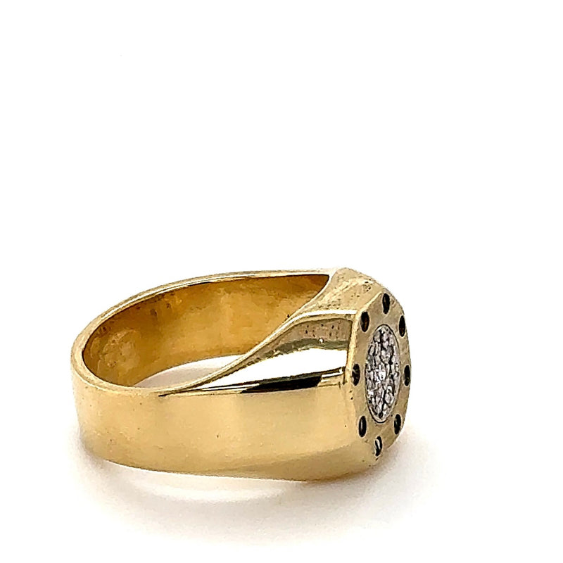 Robuster Unisex Ring in 18 Karat Gold mit Schrauben-Optik und Brillanten