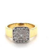 Handgefertigter Bicolor Ring mit feinen Brillanten & Princess Cut