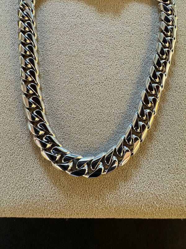Massives Panzerkettenarmband in 18 Karat Weißgold