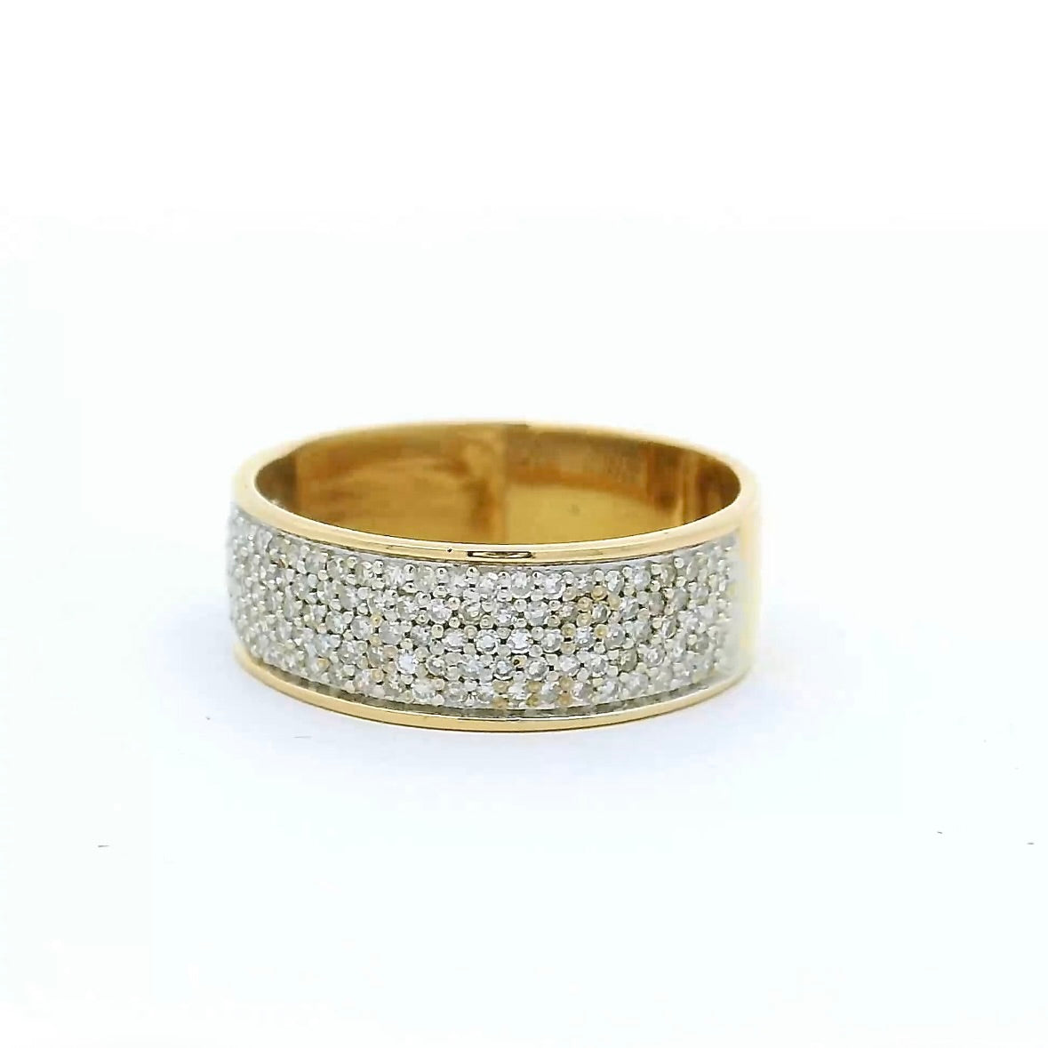 Zeitloser Bandring in 14 Karat Gelb- und Weißgold mit Achtkant-Diamanten