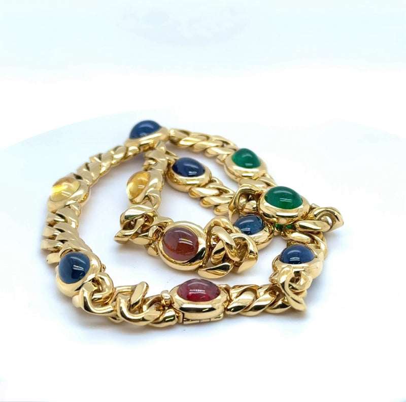 Einmaliges Collier / Armband in 18 Karat Gelbgold mit Saphiren & Smaragden