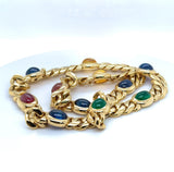 Einmaliges Collier / Armband in 18 Karat Gelbgold mit Saphiren & Smaragden