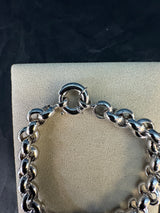 Modernes Erbsketten-Armband in 14 Karat Weißgold mit großem Federring