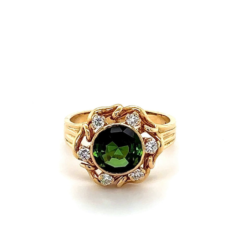 Original Goldbaur Ring in 18 Karat Gelbgold mit feinen Turmalin & Brillanten