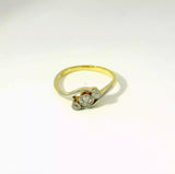 Eleganter Art-Déco-Ring in 14 Karat Gelbgold mit Altschliff-Diamanten