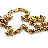 Ausgefallene Goldkette in 14 Karat Gelbgold mit Karabiner - mattiert & poliert