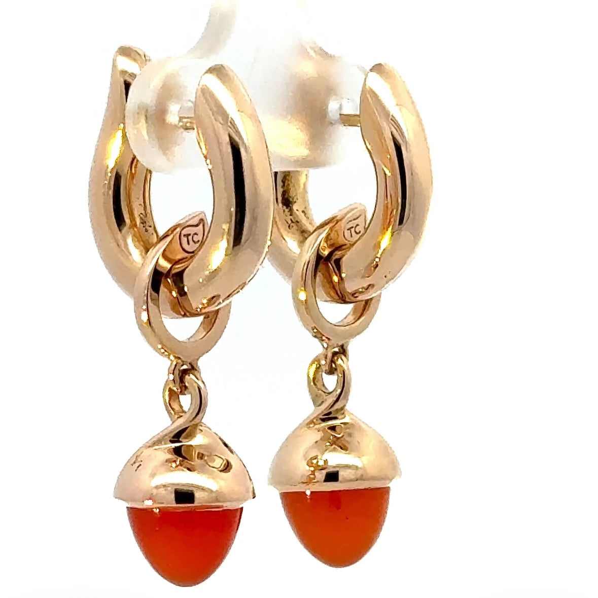 Tamara Comolli Signature Hoop Ohrringe in 18 Karat Roségold mit Karneol-Einhängern