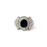 Prunkvoller Vintage-Ring in 14 Karat Weißgold mit Saphir & Brillanten