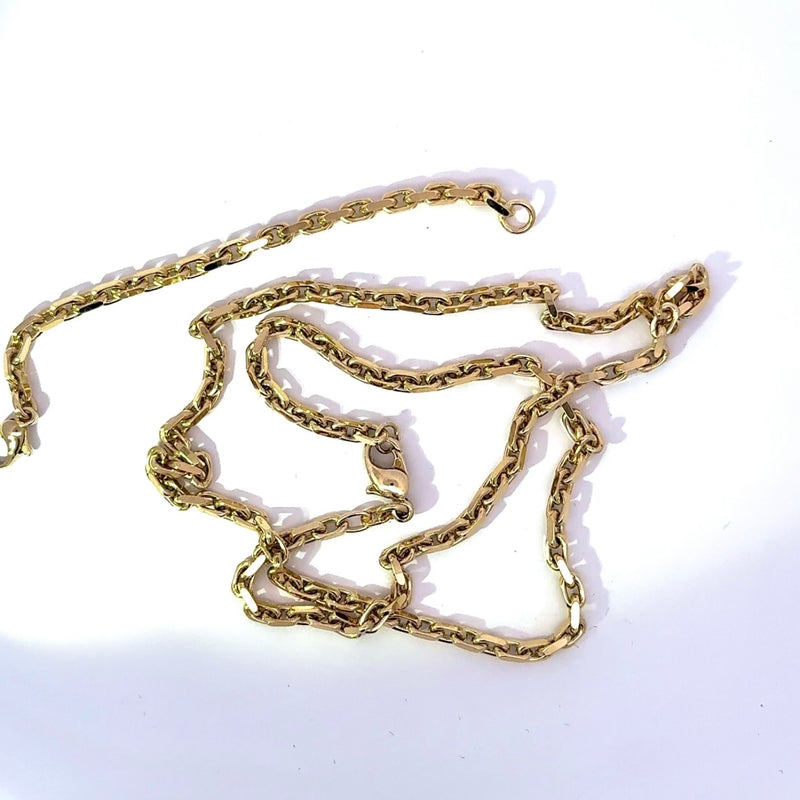 Massive Diamantierte Ankerkette in 14 Karat Gelbgold mit Verlängerungskette