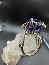 Einmaliger Ring & Anhänger in 18 Karat Weißgold mit riesigem AAAA Tansanit & Brillanten
