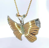 Schmetterling-Anhänger in 14 Karat Gelb- & Weißgold mit Diamanten & Brillanten