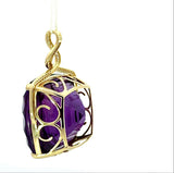 Riesiger Amethyst Anhänger in 14 Karat Gelbgold mit feinen Brillanten