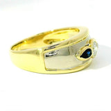 Handgefertigter Bandring in 14 Karat Gelb- & Weißgold mit Brillanten & Saphiren