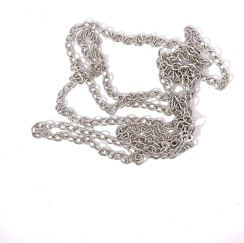 Lange Ankerkette in 14 Karat Weißgold mit Karabiner