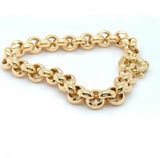 Modernes Erbsketten Armband in 14 Karat Gelbgold mit großen Federring