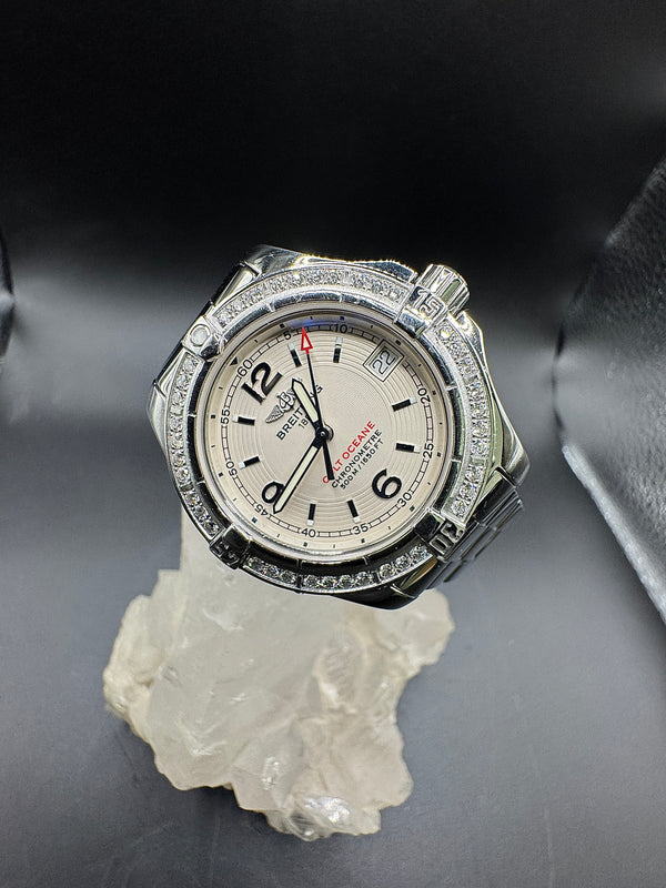Elegante Breitling Colt Ocean Damenuhr mit Diamantlünette – Full Set, neuwertig