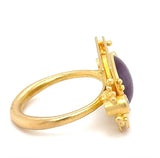 Einmaliger Ring in 21,6 Karat Gelbgold mit Stern-Rubin & Brillanten