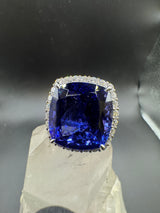 Einmaliger Ring & Anhänger in 18 Karat Weißgold mit riesigem AAAA Tansanit & Brillanten