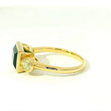 Moderner Turmalin Ring in 14 Karat Gelbgold mit Altschliff Diamanten