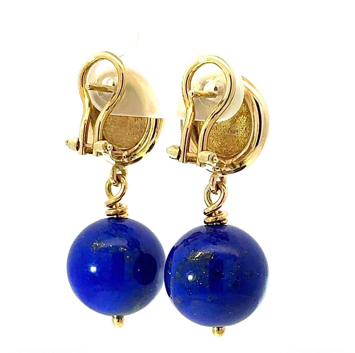 Elegante Ohrringe in 14 Karat Gelbgold mit hochfeinem Lapis Lazuli