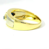 Handgefertigter Bandring in 14 Karat Gelb- & Weißgold mit Brillanten & Saphiren