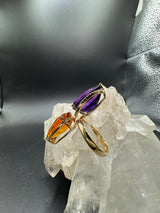 Moderner Cocktailring in 14 Karat Gelbgold mit feinen Brillanten, Amethyst & Citrin