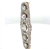 Eindrucksvolle Art-Deco Brosche in 14 Karat Gold mit großen Altschliff Diamanten