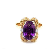 Handgefertigter Amethyst Ring in 14 Karat Gelb -& Weißgold mit Brillanten