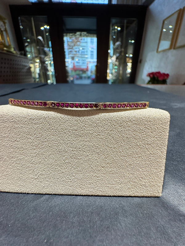 Elegantes Armband in 14 Karat Gelbgold mit rosa Saphiren & Rubinen