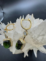 Hängende Ohrringe in 18 Karat Gelbgold mit Brillanten, Diamanten & Turmalinen